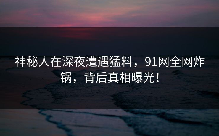 神秘人在深夜遭遇猛料，91网全网炸锅，背后真相曝光！