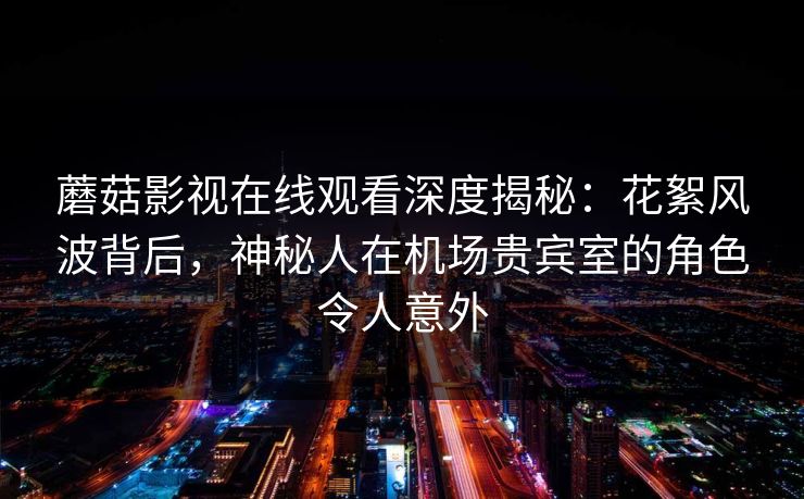 蘑菇影视在线观看深度揭秘：花絮风波背后，神秘人在机场贵宾室的角色令人意外