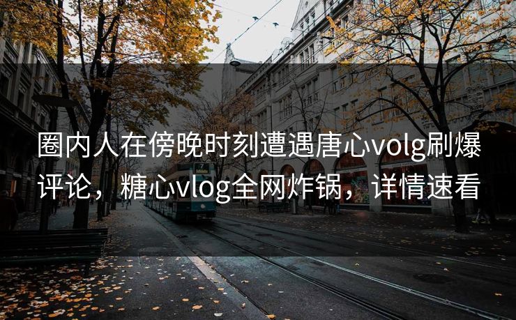 圈内人在傍晚时刻遭遇唐心volg刷爆评论，糖心vlog全网炸锅，详情速看