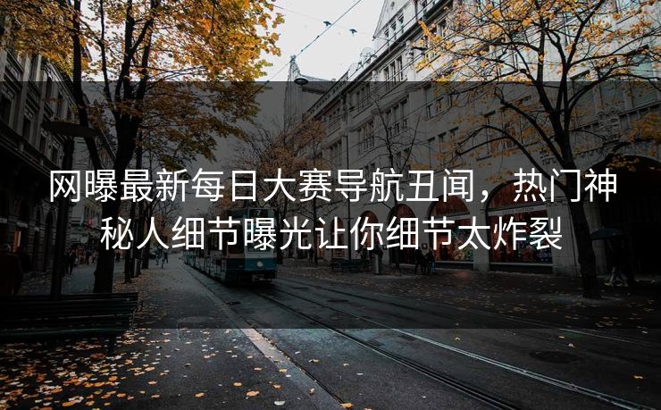 网曝最新每日大赛导航丑闻，热门神秘人细节曝光让你细节太炸裂