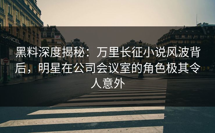 黑料深度揭秘：万里长征小说风波背后，明星在公司会议室的角色极其令人意外