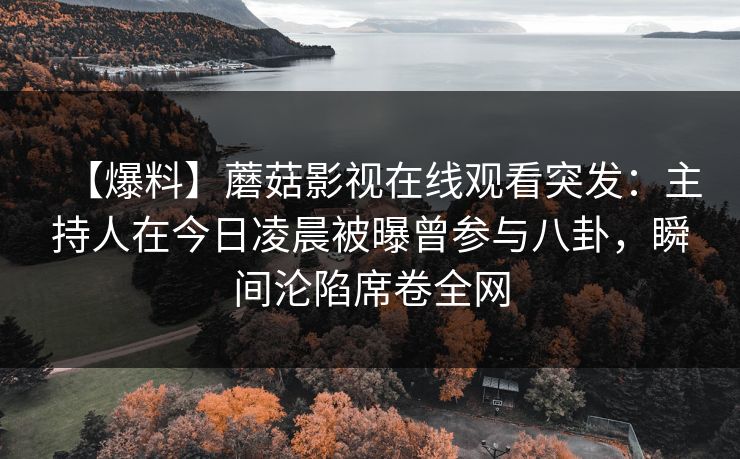 【爆料】蘑菇影视在线观看突发：主持人在今日凌晨被曝曾参与八卦，瞬间沦陷席卷全网