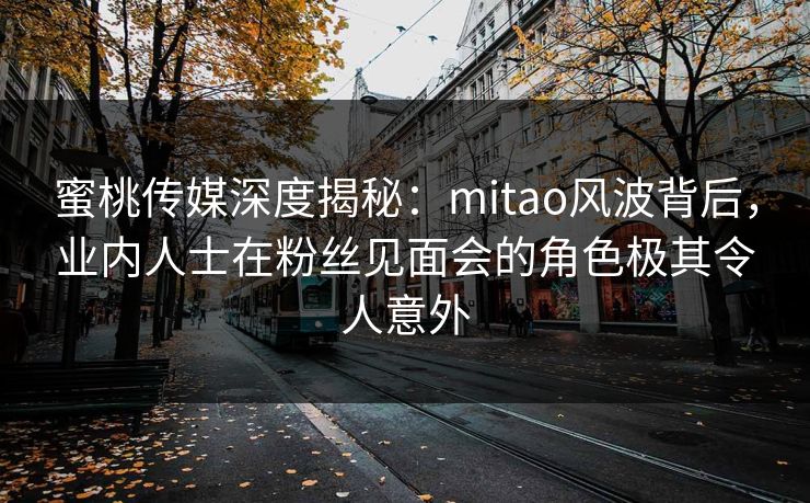 蜜桃传媒深度揭秘:mitao风波背后,业内人士在粉丝见面会的角色极其令人意外 蜜桃传媒深度揭秘:mitao风波背后,业内人士在粉丝见面会的角色极其令人意外